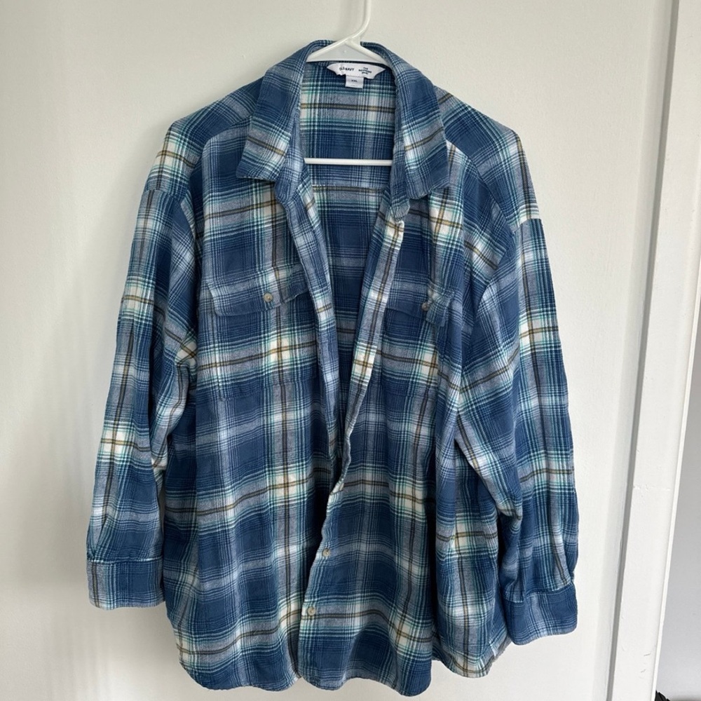 Blue Plaid Button-Up Shirt